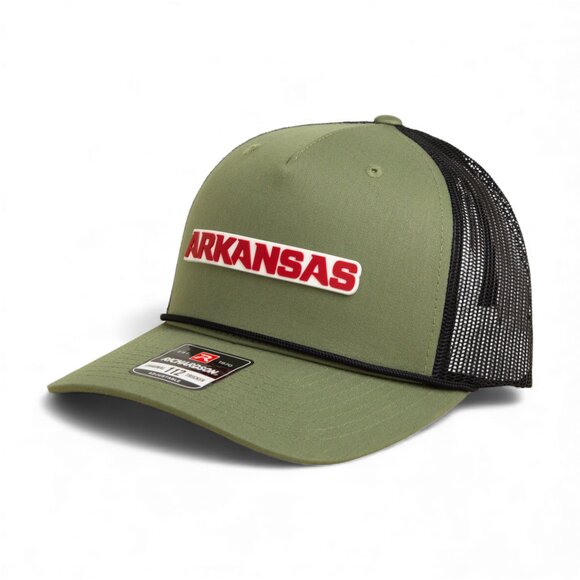 Arkansas Razorbacks ARKANSAS Red 3D Snapback Trucker Rope Hat- Loden/ Black - Picture 2 of 3